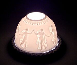 Wedgwood Jasperware Dancing Hours Luminary Blue & White Tealight Candle Holder